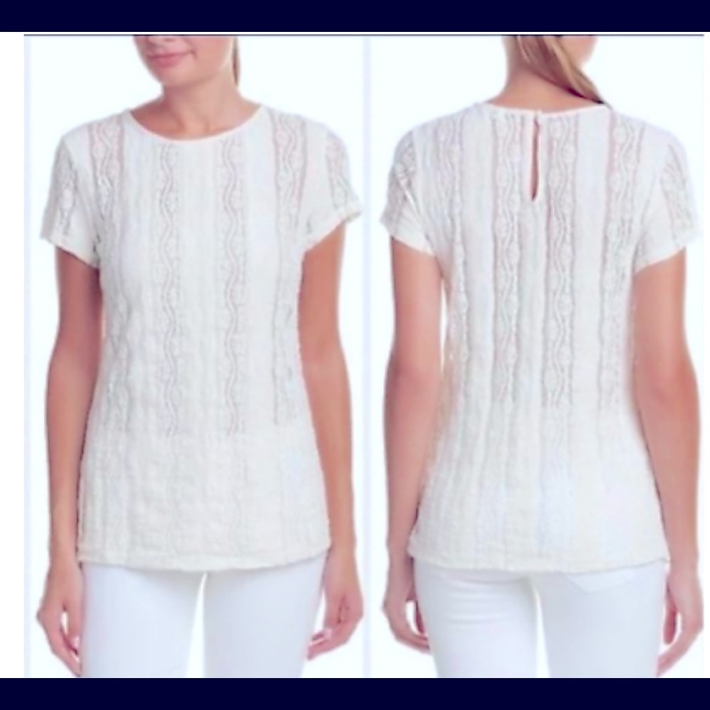 CAbi #260 Ecru Lace Top